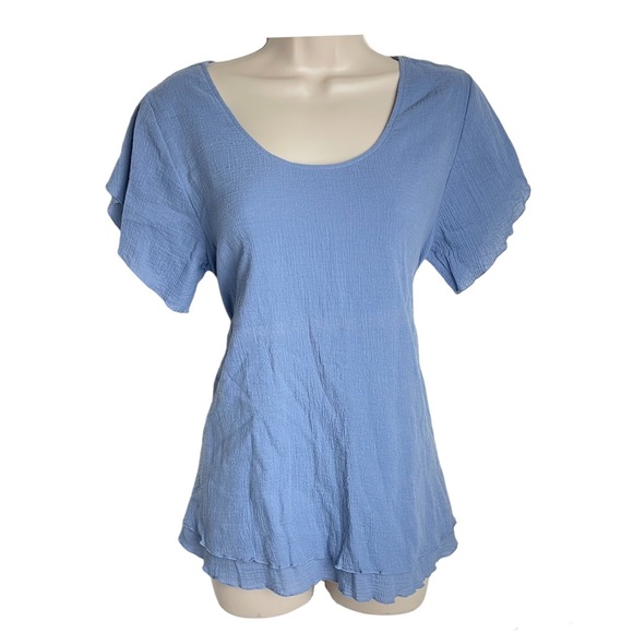 Soft Surroundings Jacinda Blue Top Small 100% Cotton - Picture 7 of 7
